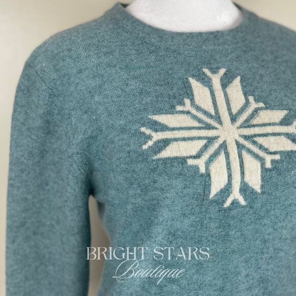 Rare Snowflake Wool Blend Sweater ASO Lorelai Gilmore Girls Blue Cream Knit - Picture 10 of 11